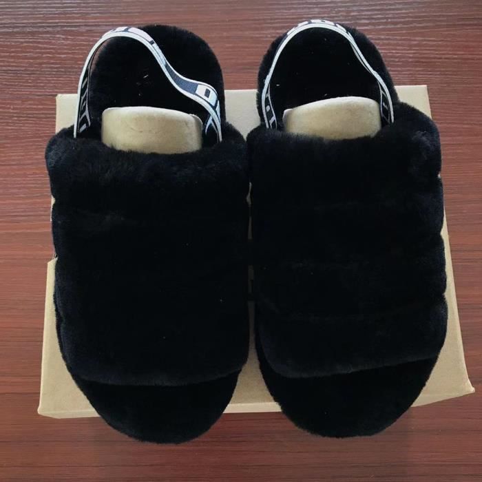 FGA Claquettes Femmes Fourrure, Pantoufles De Fourrure Confortable Doux Pour Femmes Pantoufles