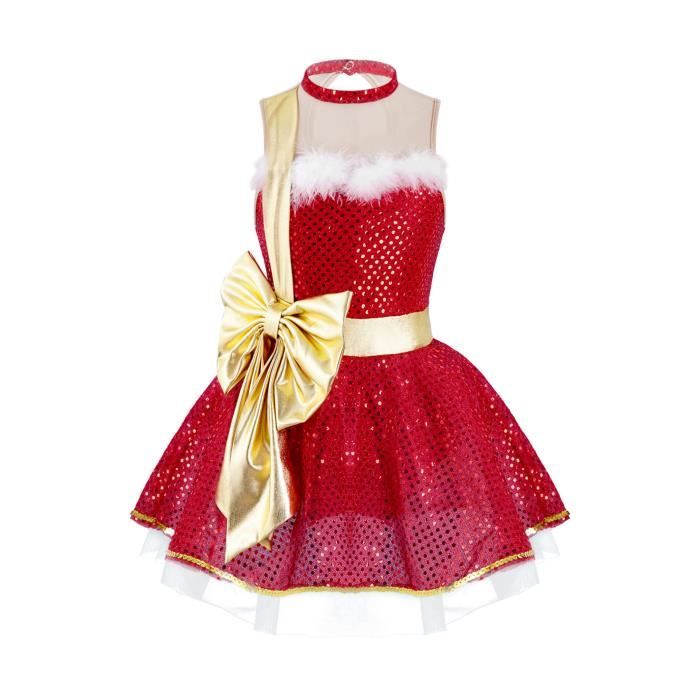 Iiniim Robe de Noël pour Filles Enfants Paillettes Robe de Princesse