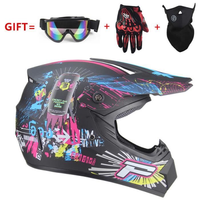 Casque Motocross Enfant LVSENET Avec Lunettes Et Gants - Modèle Intégral Bleu S(52-56cm)