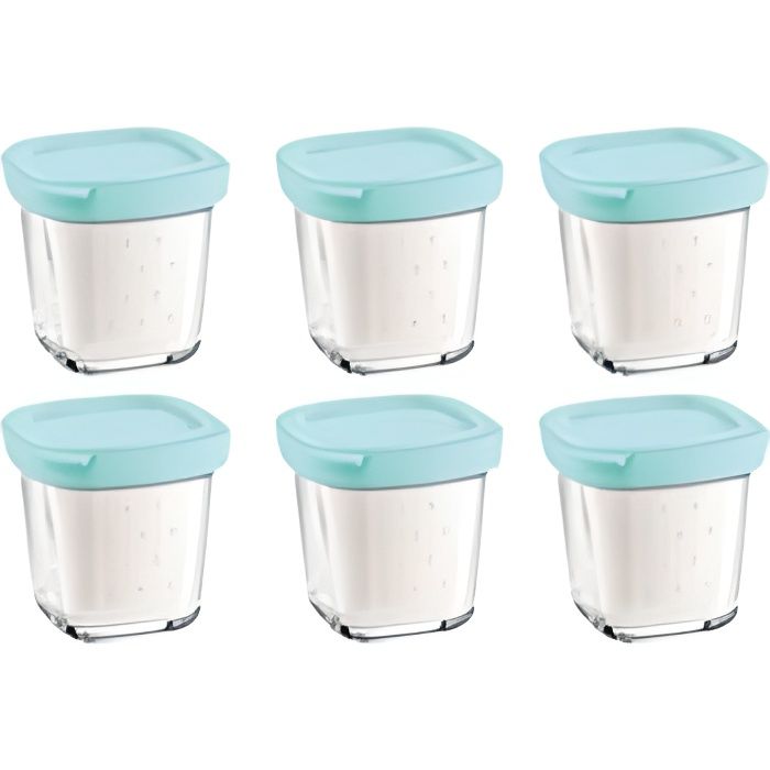 Lot de 8 pots de yaourt céramique avec couvercle 125 ml blanc