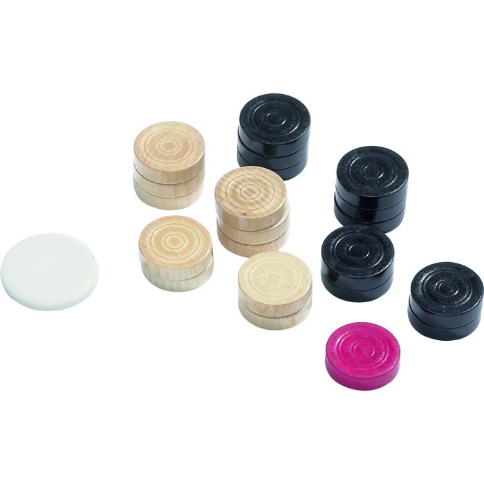 Jeu de pièces de carrom - PHILOS - Classic - Bois de hêtre - 21 briques - 3 couleurs