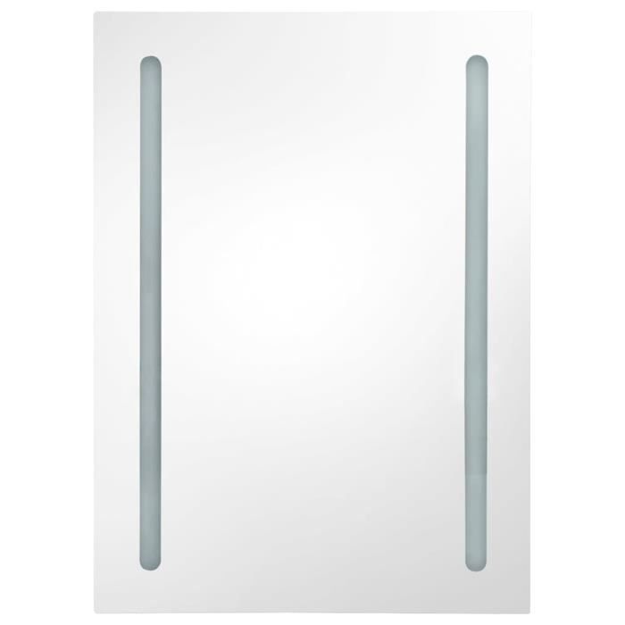 armoire de salle de bain à miroir led salalis - blanc brillant - 50x13x70cm - 3 étagères - charnière tampon