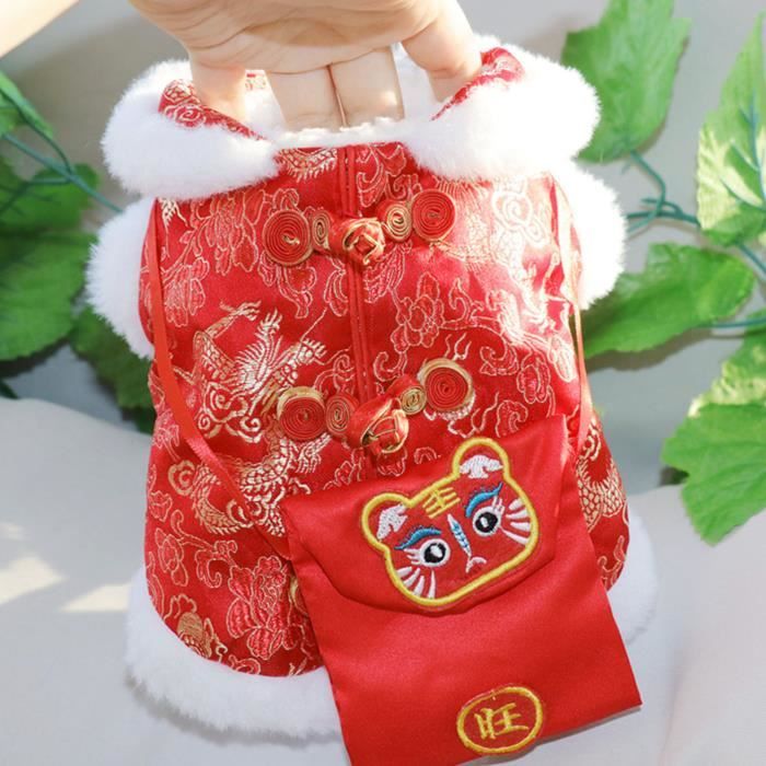 Meilleurs prix pour Manteau d’hiver pour chien Manteau d'hiver pour chien, à la mode, animalerie robe Costume rouge de style chinois XS
