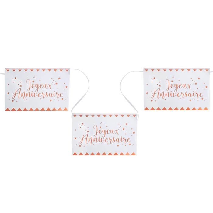 R 5666 1 Banderole Joyeux Anniversaire Rose Gold Et Blanche 5m Cdiscount Maison