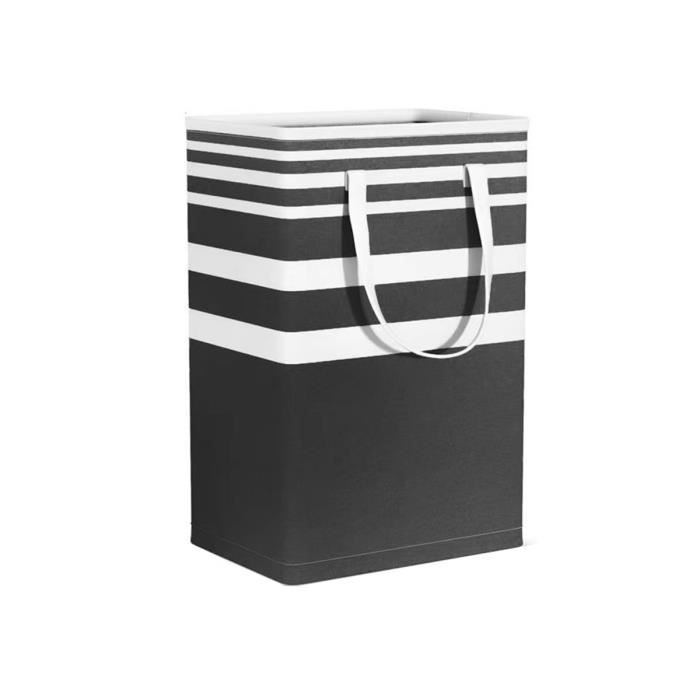 Panier à Linge Pliable 75L Avec 2 Sacs De Rangement - Gris Et Blanc, Toile Imperméable, Pour Chambre Ou Salle De Bain