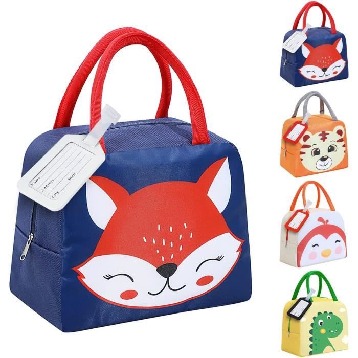 Sac Isotherme Repas Enfant ACTOYS 5L - Tissu Oxford, Motifs Animaux, Garde Au Chaud/froid, Pour école, Pique-nique