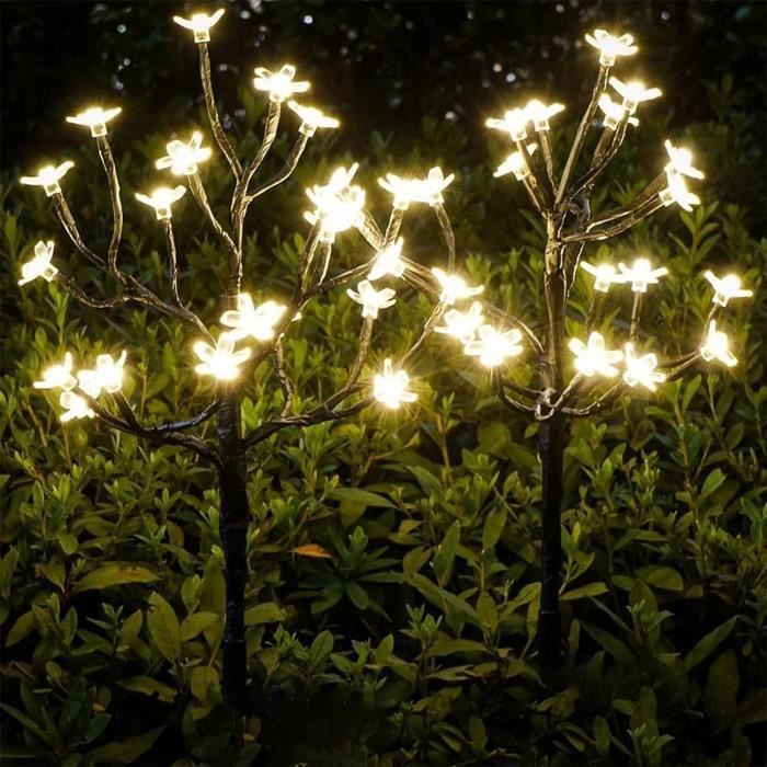 Lot de 2 lampes solaires pour extérieur de jardin 20 LED 2 modes Décoration de jardin