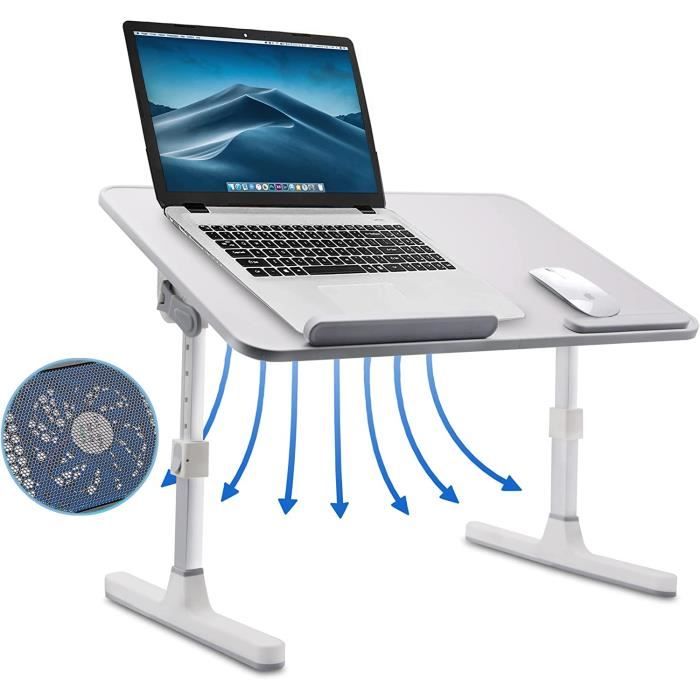 Table de PC Portable Réglable avec Ventilateur de Refroidissement