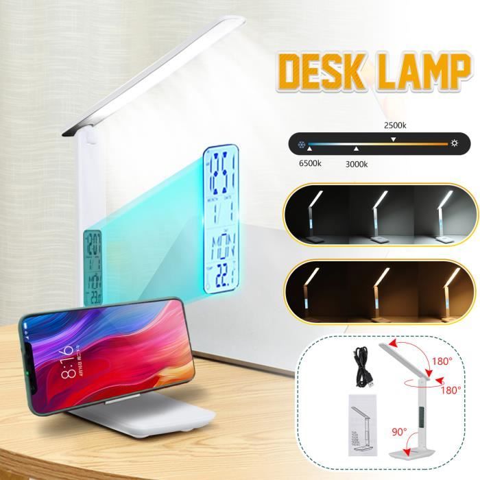 Lampe de bureau LED TEMPSA - 3 Niveaux de Luminosité 2800-5500K - Affichage LCD Multifonctionnel