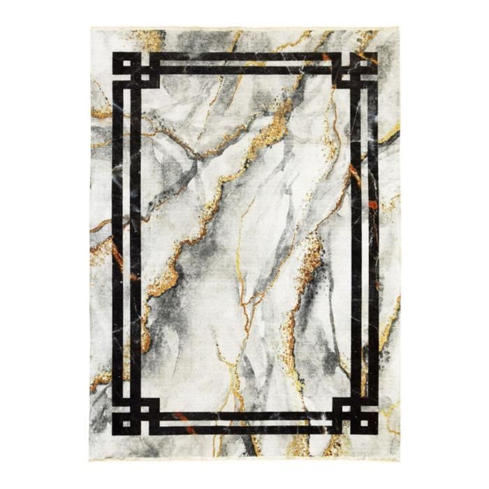 MARBLE ARCH - Tapis extra-doux effet marbre 120 x 170 cm Blanc