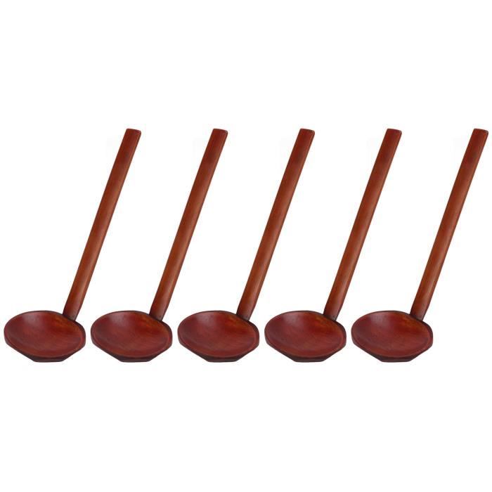 TMISHION grande cuillère en bois 5 pièces cuillères en bois poignée robuste polie à la main plus