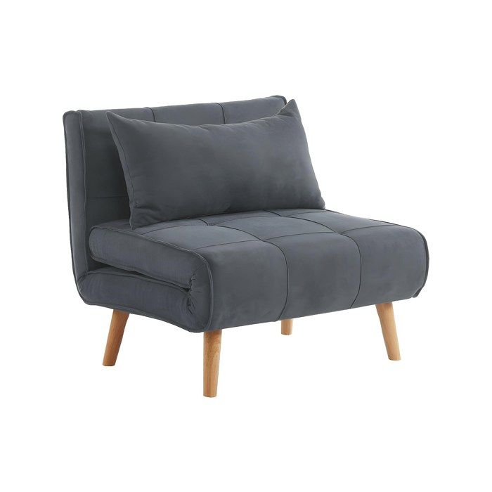 Fauteuil convertible 90 cm en tissu gris CHILA