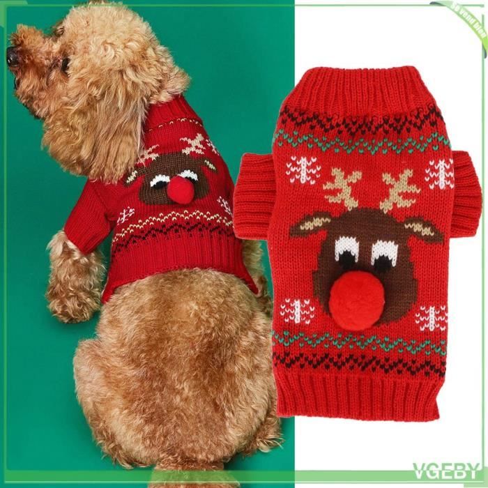Comparer les prix de Pulls de neige pour chien - V GEBY - Épaississement Nouvel An Noël - Rouge - Taille M