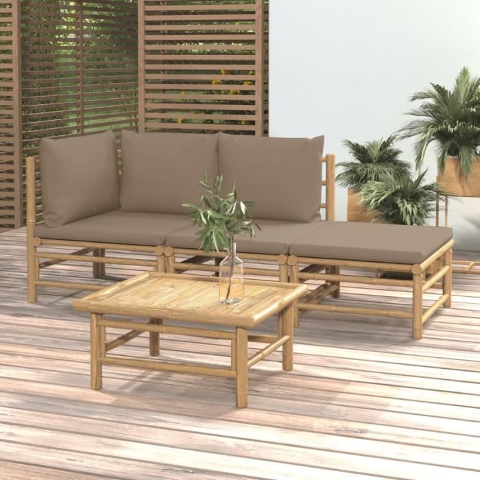 vidaXL Ensemble de jardin 4 pcs avec coussins - vue 2