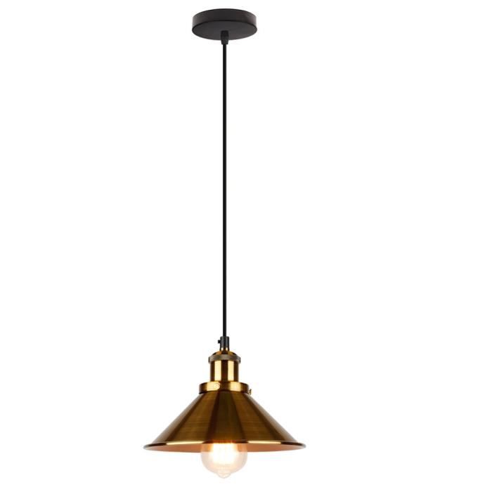 Suspension en métal doré UNI LUSTRE - WOTTES - E27 40W - Abat-jour 22cm
