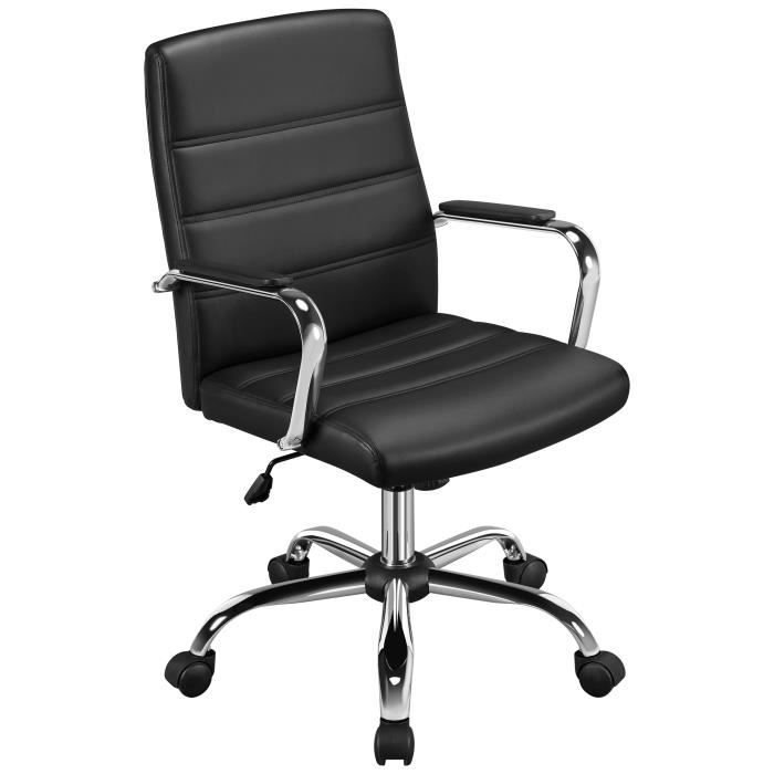 Chaise de Bureau Ergonomique YAHEETECH - Cuir PU - Hauteur Réglable - Inclinable - Noir