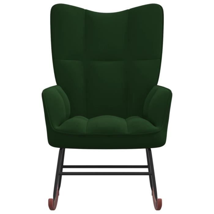 tip - chaise à bascule vert foncé velours - haute qualite - dx2244