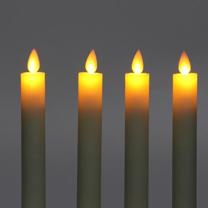 Lot de 3 bougies ivoire en cire rustique, flamme mobile, h 12,5-15-17,5, Ø  5,2 cm, télécommande