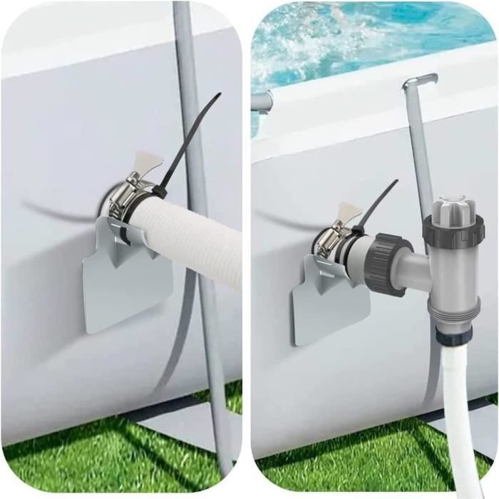 Lot de 2 supports de tuyau de piscine pour piscines pour Intex pour maintenir les tuyaux de 26 à