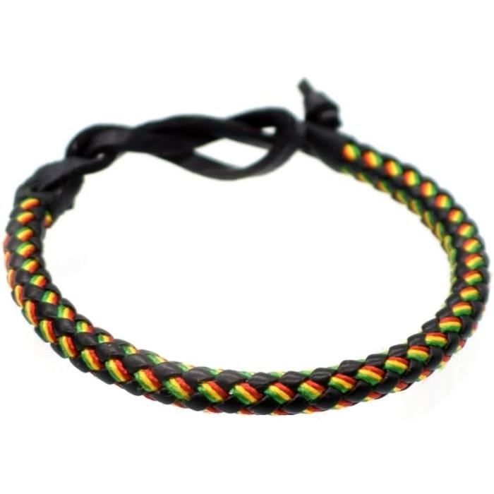 Ensemble 5 Pièces Costume Rasta - Kit Déguisement Reggae Avec Gilet, Chapeau Dreadlocks, Lunettes, Bracelet Et Collier