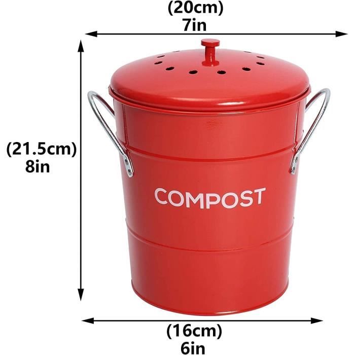 Poubelle compost de cuisine 3L accrochable 16 x 12 x 20 cm