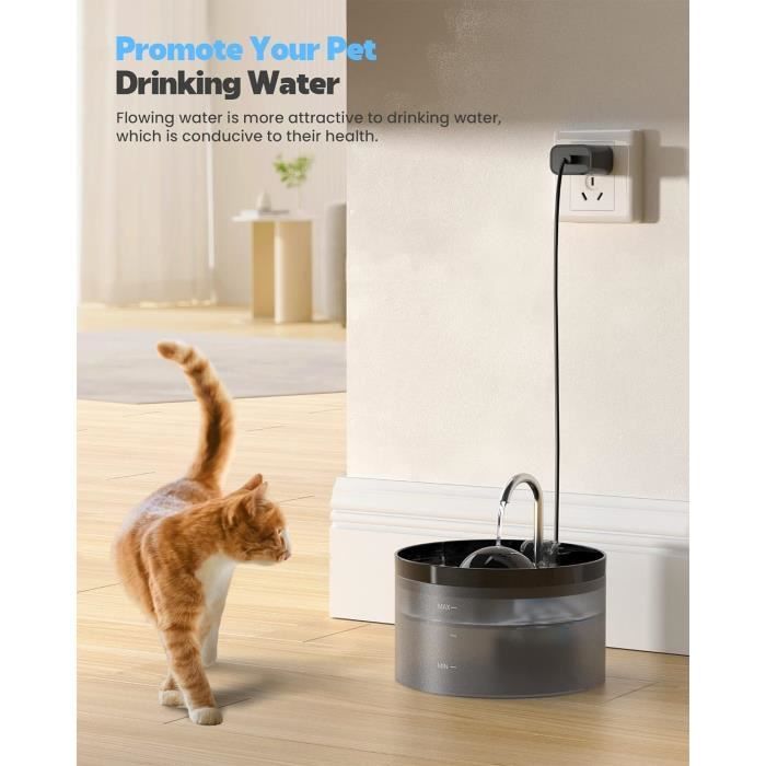 Fontaine à eau chat rose - Eau fraîche et filtrée en continu