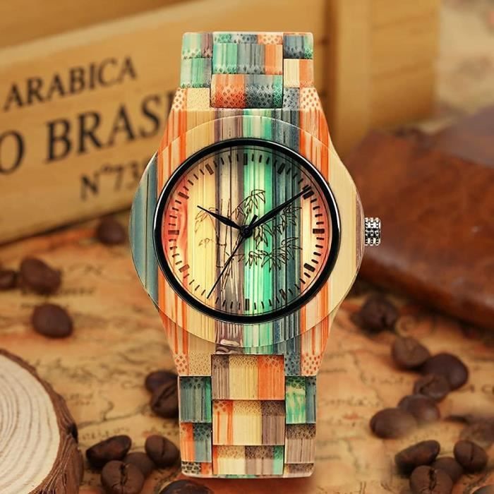 Montre En Bois Pour Femme - Léger, Design Naturel Avec Bracelet Cuir - Modèles White Dawn, Blue Haze, Desert Bloom
