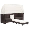 vidaXL Canapé-lit extensible 3 places avec toit Résine tressée Marron 46076-2