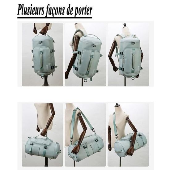 Sac De Sport Pliable Asfrode 35 L - Compartiment Chaussures Et Poche Humide - Tissu Oxford Imperméable - Gris