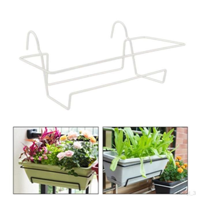 Lot 3 Supports Pot De Fleurs Suspendus – Fer Robuste, Double Crochet, Balcon, Clôture, Jardinière Extérieur