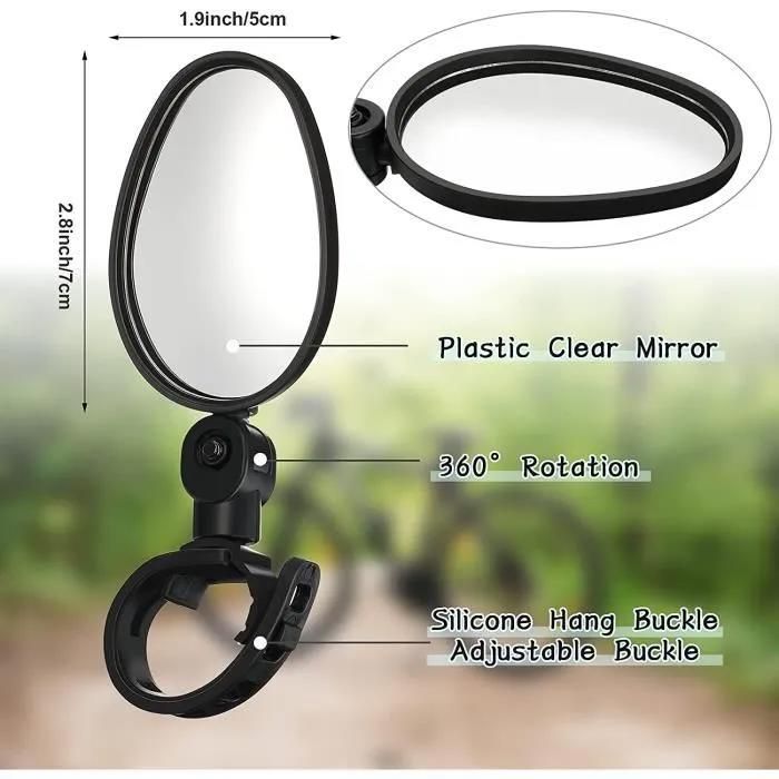 Lot De 2 Rétroviseurs Vélo Convexes – Rotatifs, Pliables, Compatibles Guidon 15-35mm – VTT, Route, E-bike