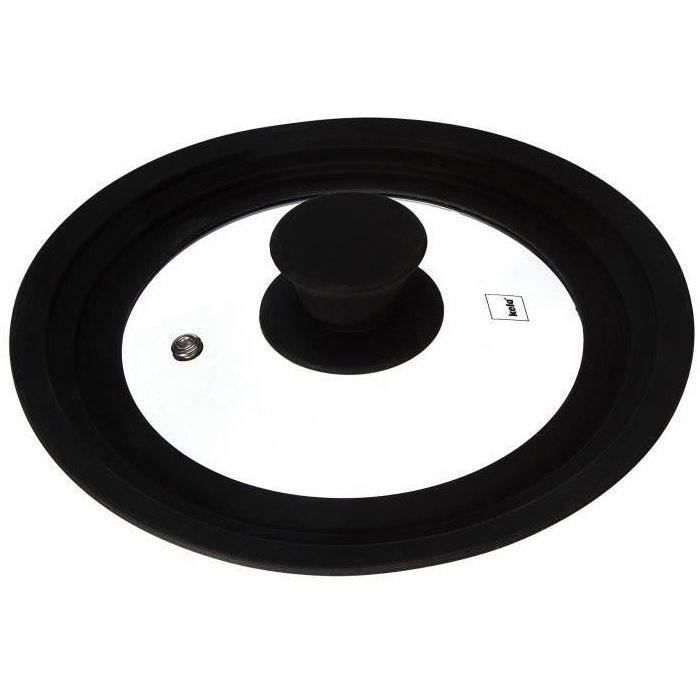Couvercle Universel En Verre BigKego 16/18/20 Cm - Rebord Silicone étanche, Résistant à La Chaleur