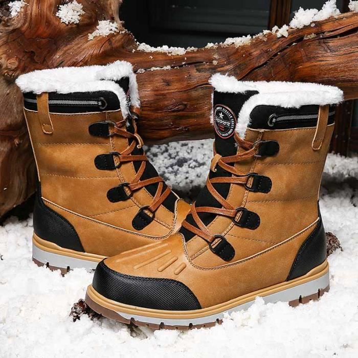 Chaussures D'Hiver Homme - Bottes Doublées Polaire Chaudes - Bottes De Neige Légères - Classiques Pour Extérieur