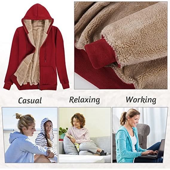 Sweat Shirt a Capuche Doublure Polaire Femme Sweat a Capuche Manteau en Peluche Veste Zippee a Capuche Chaud Zippe Sweat Rouge Cdiscount Pret a Porter