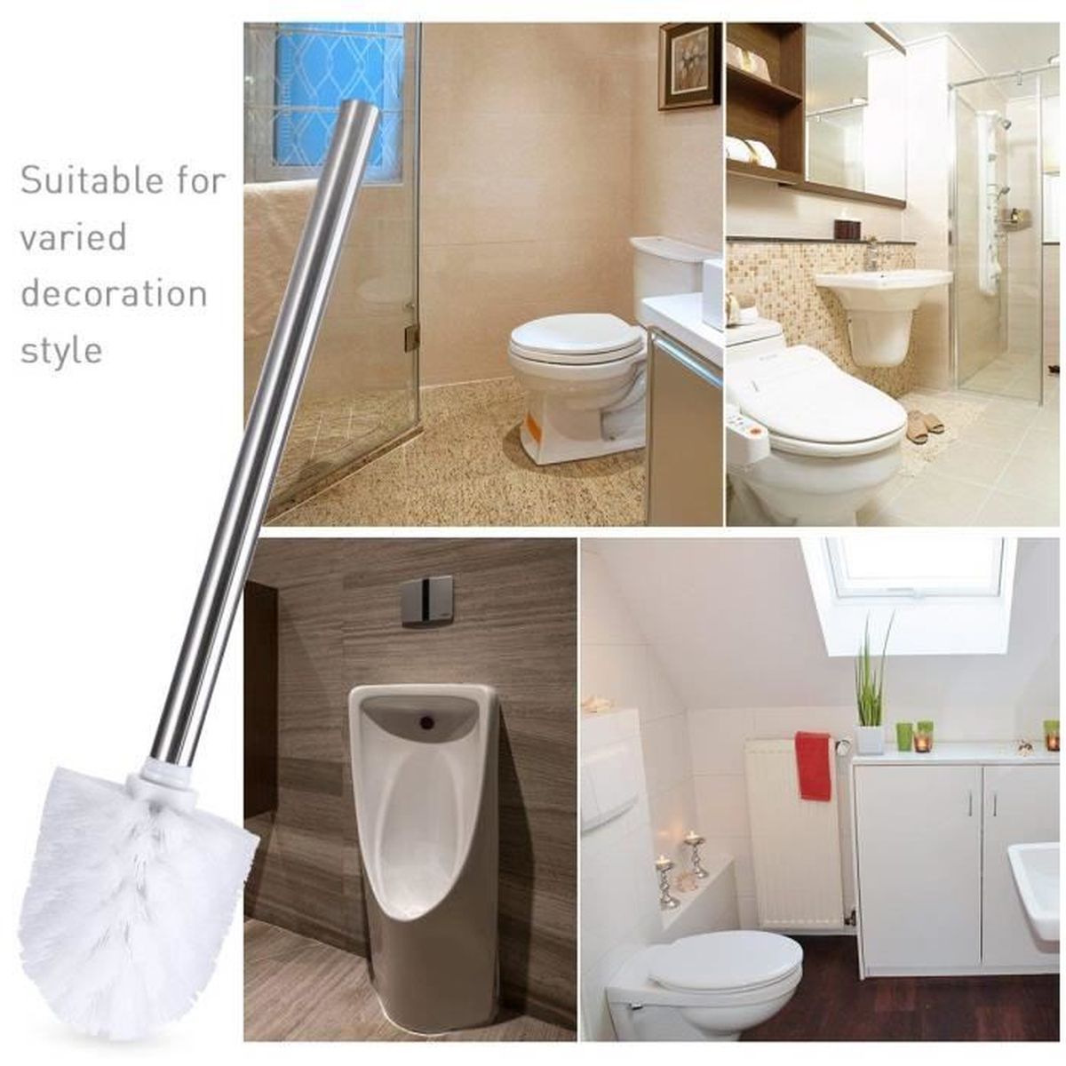 2 en 1 salle de bains Support brosse de toilette /& Porte-Rouleau acier salle de bain Élément essentiel