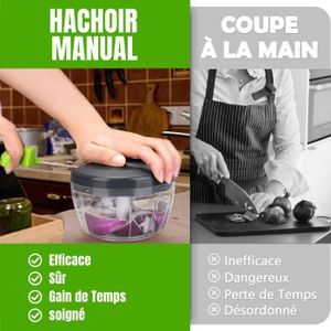 Mini Hachoir Manuel 520Ml Hachoir Oignon & Mixeur Manuel Avec Système  D'Assistance Coupe Oignon De Cuisine Pour Oignon, D'Ai[x12] - Cdiscount  Maison