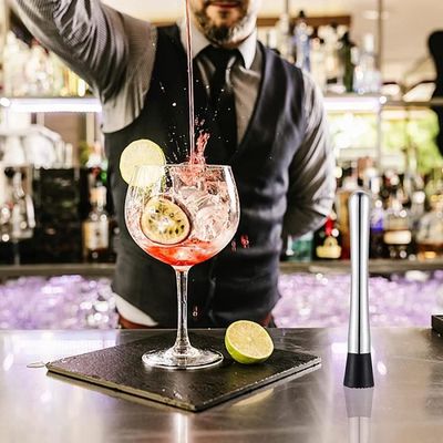 Pilon Cocktail En Acier Inoxydable 26cm Avec Cuillère - Kit Bar Pour Mojito, Glaçons Et Fruits - Argent