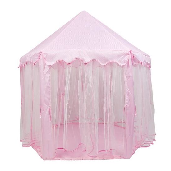 Tente De Jeu Château De Princesse Pour Enfants - Tente Hexagonale Rose Avec Tapis, Facile à Monter - 10