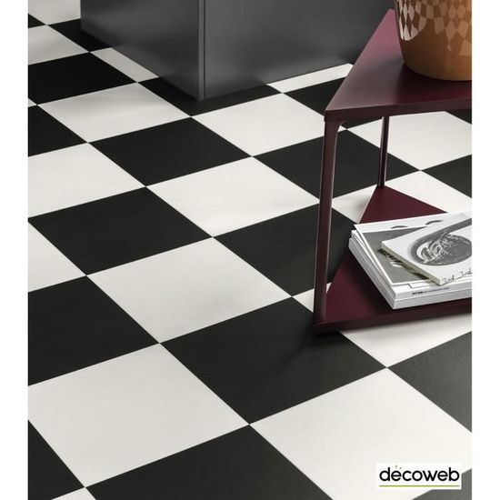 Sol Pvc Best Motif Carrelage Damier Blanc Noir 4 X 4m Achat
