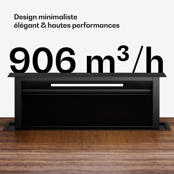 Klarstein Velaire Cappa Aspirante 90 Cm &ndash; A++, 906 M&sup3;/h, Touch Invisibile, LED, Filtro Lavabile, Design Minimalista