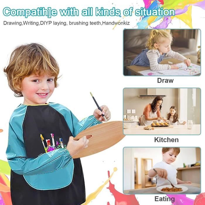 Blouse Peinture Enfant,Tablier Peinture Enfant 2-8 Ans Tablier