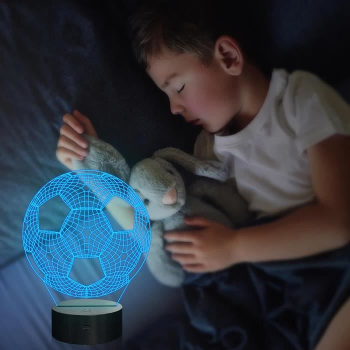 Veilleuse De Football Pour Enfant, Illusion D'Optique 3D Lampe Led  Veilleuse Pour Chambre Décor 16 Couleurs Télécommande Tact[B4253]