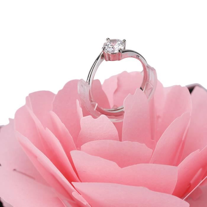 Fdit boite a bagues 3D Rose Pop up Ring Box Wedding Engagement Jewelry Storage Rack Ring Holder Rose Cdiscount Maison