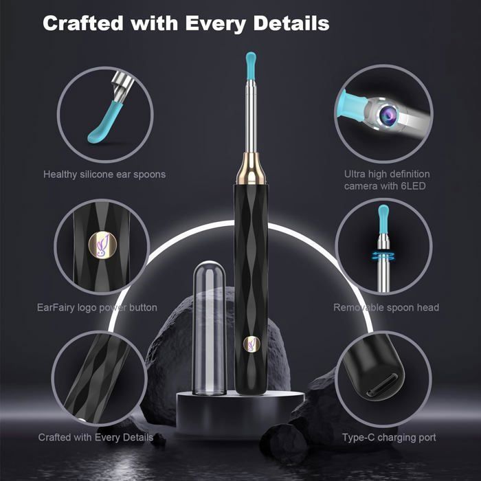 Nettoyeur D'oreilles Visuel Reyova Pro - Endoscope 1080p HD, 6 LED, étanche IP67 - Pour IOS Et Android - 2