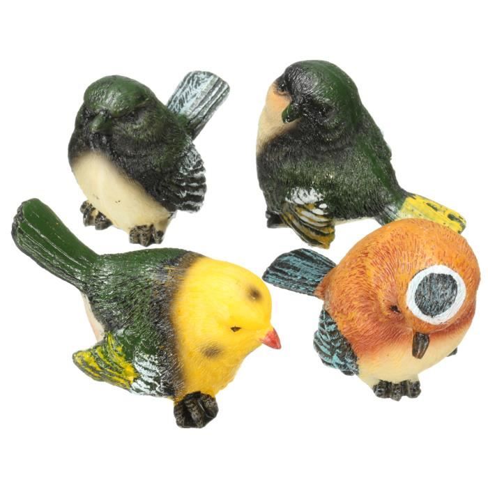 VIFERR Figurine Jardin Extérieur 4Pcs - Oiseaux Artificiels En Résine, Statues Animaux Pour Décoration Pastorale Jardin Et Maison