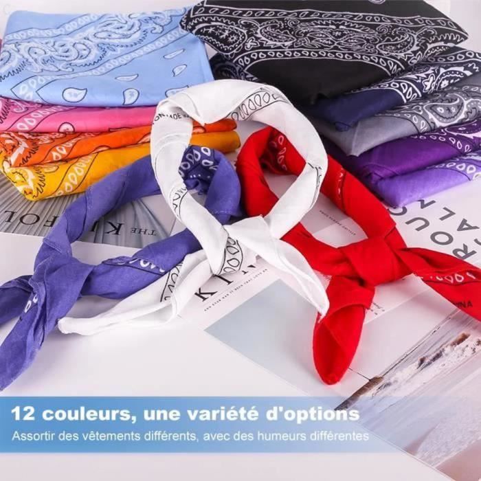 12PCS Bandanas Cheveux Homme et Femme Foulard Bandeau Multicolor
