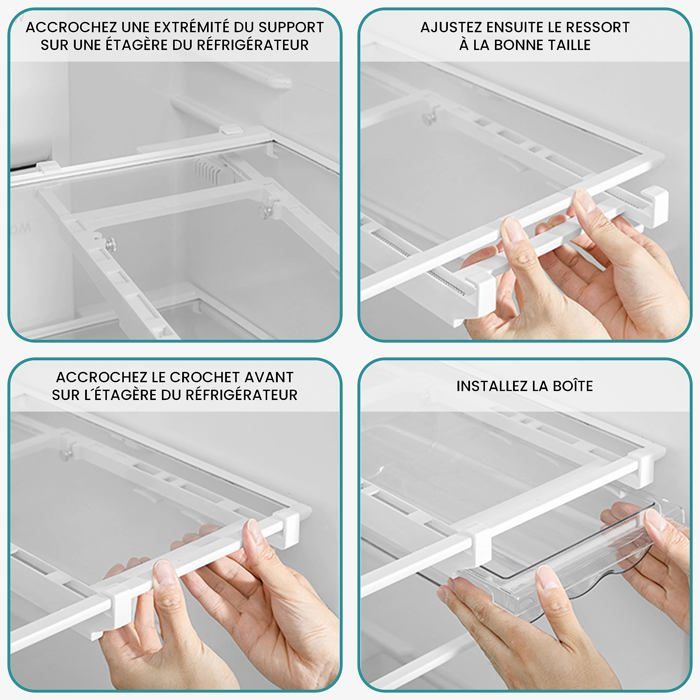 Lot De 5 Paniers Suspendus Sous Étagère FUNSUEI - Rangement Métallique Blanc 34x22x11,5 Cm