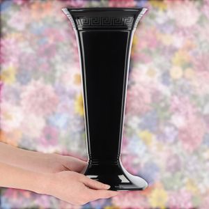 Lot De 2 Vases De Cimetière En Marbre Naturel - Avec Trous De Drainage - Noir