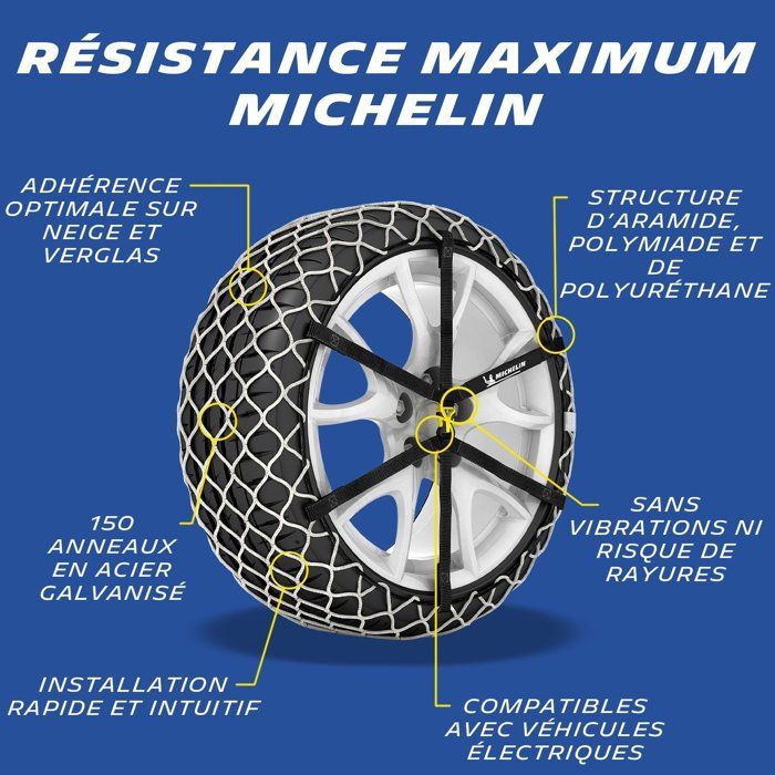 Chaînes à Neige MICHELIN 1MX N°3 - Occasion, Pour Pneus 155 à 185 De Large, Jantes 12 à 15 Pouces