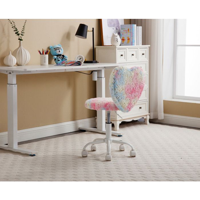 Chaise De Bureau Pivotante Réglable Avec Roulettes Et Élévateur En Cuir Synthétique Rose[H427